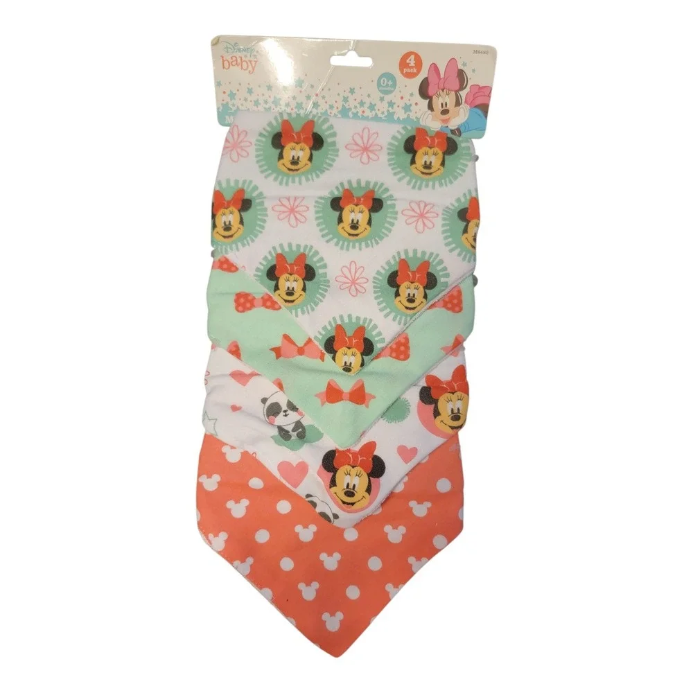 Disney Baby Minnie Mouse Bibs 4 Pack 0 Plus Months Adjustable Neckline
